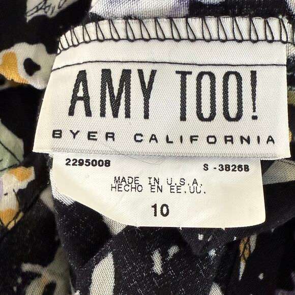 Vintage 90s Y2k Black Floral Sleeveless Dress Cottagecore Prairie 10 Girls - Picture 3 of 4